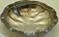 Amazing Antique Imperial Russian Silver Cloisonné Enamel Bowl Moscow c1906