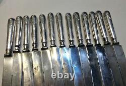 Antique 1870 Russian Imperial Set Of 13 Silver Plated Knives Kondratov