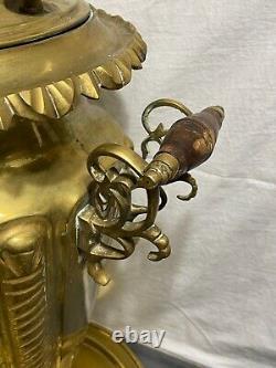 Antique 1880s 1890s IMPERIAL RUSSIA 22 solid brass SAMOVAR + Tray + Tea Pot URN