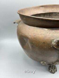 Antique 1890's-1900's Imperial Brass Copper Russian Hammered Pot DAMAGE