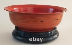 Antique 18th Century Imperial Russian Thinly Churned Red Lacquered Bowl Signed