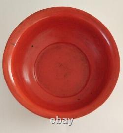 Antique 18th Century Imperial Russian Thinly Churned Red Lacquered Bowl Signed