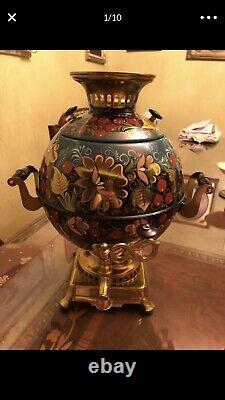 Antique 1904 Imperial Russian Hand Painted Samovar For Coffee Tea Each $450