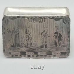 Antique 19c Imperial Russian Silver Niello 84 Snuff Box 2 sided Myths Gods