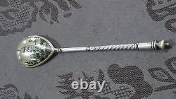 Antique 19c Russian Imperial 84 Silver Nielo Spoon Moscow Churches, Hallmarked