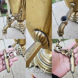 Antique 19th Century IMPERIAL RUSSIA BRASS SAMOVAR Multiple Engravings Stamped