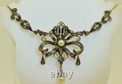 Antique 19th Century Imperial Russian 18k gold, diamonds, pearls necklace c1880's