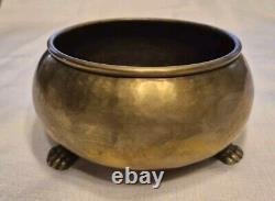 Antique 19th Century Imperial Russian Hammered Brass Bowl/Planter withClaw Feet