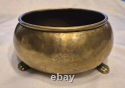 Antique 19th Century Imperial Russian Hammered Brass Bowl/Planter withClaw Feet