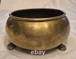 Antique 19th Century Imperial Russian Hammered Brass Bowl/Planter withClaw Feet