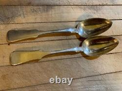 Antique 19th Century Pair Russian Imperial 84 Silver Soup Spoons