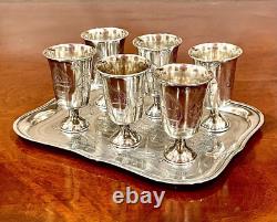 Antique 19th Century Russian Imperial 84 Silver Vodka Footed Cups Tray Set