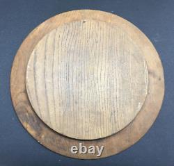 Antique 19th century Russian imperial round wooden carving plate handmade RARE