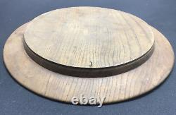 Antique 19th century Russian imperial round wooden carving plate handmade RARE