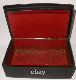 Antique 19thc imperial Russian lacquer tobacco box Troika Lukutin factory 1800`s