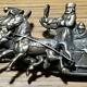 Antique 875 Silver Troika Brooch Pin Imperial Russian Sliegh Ride Horses Figural