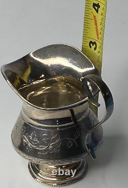 Antique A. C. 1893 Russian Imperial 84 Silver Floral Engraved Creamer Pitcher