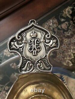 Antique A Silver Plated Russian Kovsh With Imperial Eagle