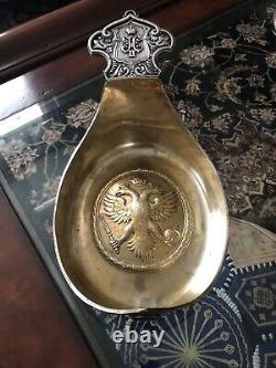 Antique A Silver Plated Russian Kovsh With Imperial Eagle