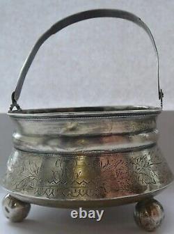 Antique Basket Silver 84 Engraving Imperial Russian