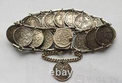 Antique Bracelet Silver Coins Russian Empire Jewelry Womens Men Coat of Arms 19c