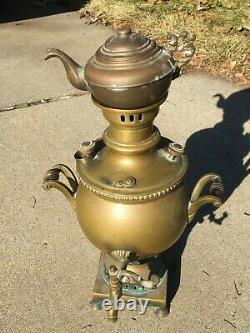 Antique Brass Samovar Russian Imperial Coffee Tea Pot Heater