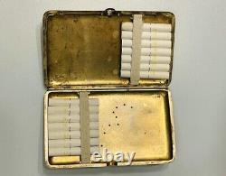 Antique Cigarette Imperial Sterling Silver 84 Case Russian Gild Engraved Box 19c