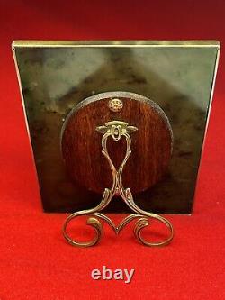 Antique Circa 1910 Russian Imperial Silver With Spinach Jade Picture Frame