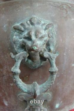 Antique Copper/brass Imperial Russian Jardiniere Lion Head Paw Foot Planter Pot