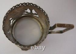 Antique Cup Holder Silver 84 Imperial Russian Engraving