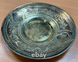 Antique Dish Old Russian Imperial 19th Sterling Silver 84 Rare Engraved Floral