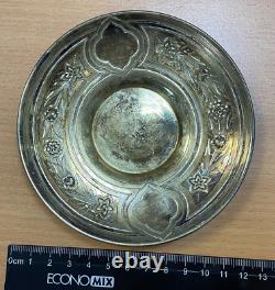 Antique Dish Old Russian Imperial 19th Sterling Silver 84 Rare Engraved Floral
