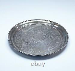 Antique Dish Plate Old Russian Sterling Silver 84 Rare Engraved and Hallmarked