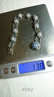 Antique Empire Russian Sterling Silver 84 Women's Jewelry Bracelet Enamel 13 g