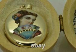 Antique Faberge Imperial Russian 14k Gold Locket Pendant with Enamel
