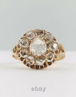 Antique Faberge Imperial Russian 56 14k Pink Gold 3.25ct Rose Cut Diamond Ring