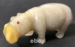 Antique Faberge Imperial Russian Factory Carved Agate Hippo