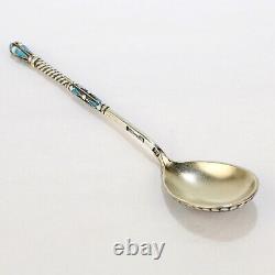 Antique Gustav Klingert Imperial Russian Gilt Silver & Cloisonné Enamel Spoon