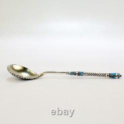 Antique Gustav Klingert Imperial Russian Gilt Silver & Cloisonné Enamel Spoon