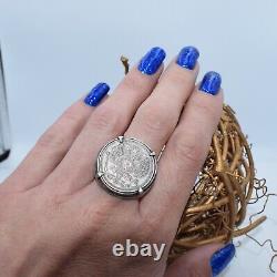 Antique IMPERIAL ring 19t 1915 Men Emperor Tsar Nicholas II coin Silver