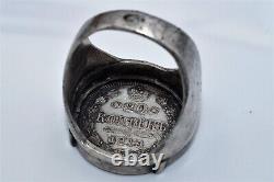 Antique IMPERIAL ring 19t 1915 Men Emperor Tsar Nicholas II coin Silver