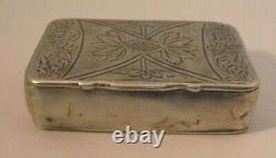 Antique Imperial RUSSIAN 84 Silver SNUFF BOX Hand Chased dated 1850 NICE Signed