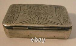 Antique Imperial RUSSIAN 84 Silver SNUFF BOX Hand Chased dated 1850 NICE Signed