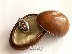 Antique Imperial Rus Faberge Gold 56 KF Silver 84 Easter Egg Pendant Nicholas II