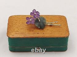 Antique Imperial Russ Faberge 14K Gold 56 Jade Amethyst Floral Ladies Brooch