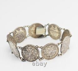 Antique Imperial Russia 15 kopeks silver coins men women bracelet