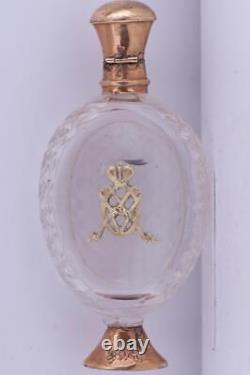 Antique Imperial Russian 14k Gold Hand Cut Crystal Scent Bottle-Empress Maria