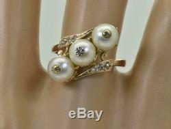 Antique Imperial Russian 18k gold, Diamonds & Sea Pearls ladies ring c1908