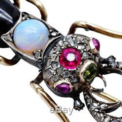 Antique Imperial Russian 56 Gold Bug Cicada Beetle Brooch Pin Romanov Jewelry RU