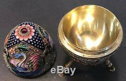 Antique Imperial Russian 84 Enameled Gilded Silver Easter Egg (G. Sbitnev)